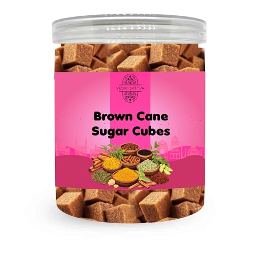 VEDIK SATTVA All Natural Brown Cane Sugar Cubes 7.05 OZ / 200 GM | Set Of 1 Box