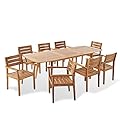 GDFStudio Outdoor Acacia Wood Expandable 8 Seater Dining Set, Teak