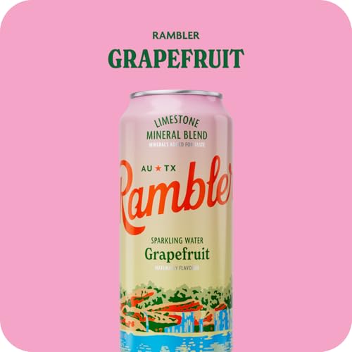 Image of AUTX RAMBLER Sparkling Water, Texas Limestone Mineral Blend, Grapefruit Flavor, 16-Ounce Tallboy Cans, 12-Pack