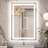 Keonjinn LED Mirror for Bathroom, 36 x 24 Inch, Wall Mounted, Dimmable, Anti-Fog, IP54 Waterproof, 3 Year Warranty