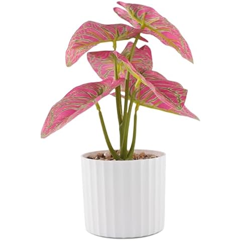 ginojex 1pc Artificial Plant Faux Greenery Leaf Small Potted Realistic Indoor Decoration for Home Bathroom Window Sill Table Office Shelf Desk Decor Cover