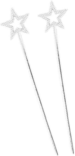 Miniatura 4 de Varita de estrella, 2 piezas de 13 pulgadas, varita de ángel de princesa de hada plateada para niñas, disfraz de cumpleaños, boda, Halloween,