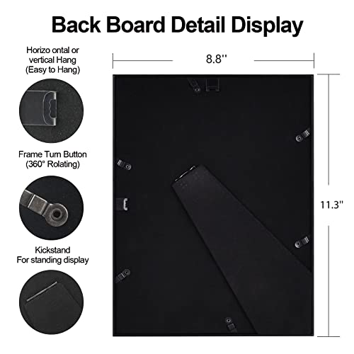 Fkvat 8.5X11 Picture Frame Set Of 4, Certificate Document Frame Matted Black Simple Modern Thin Aluminum Metal Photo Frame Fits 5X7 With Mat Or 8.5X11 Without Mat Photo. Display For Tabletop Or Wall Collage. (8.5X11 Black) #TOP3