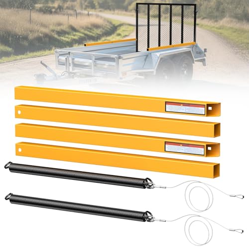 JY PERFORMANCE Trailer Gate Lift Assist 2-Sided Tailgate Lift Assist for Open Utility Trailer Tailgate Ramp 12 to 24 Inch Heights Side Rail and 4 to 6 Feet Height Tail Gate or Ramp Yellow