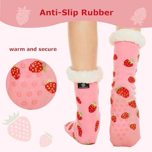 THREE POODLE Slipper Socks, Winter Warm Fuzzy Sherpa Socks, Non Slip Socks with Grips for Women Men Kids Christmas Gifts4