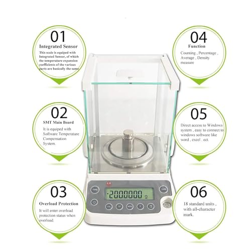 Balanza analítica digital de alta precisión, báscula electrónica de 0,1 mg con pantalla LCD para uso en laboratorio y farmacia, precisa para pesaje de joyas