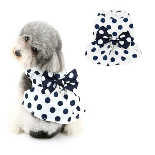 Ranphy Dog Polka Dot Skirt Cute Princess Puppy Dresses Summer Girl Dog Dress Pet Breathable Soft Outfit for Small Dogs Fancy Clothes for Chihuahua Teacup Yorkie,White,XS