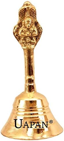 UAPAN Brass Pooja Bell (5 inch_Nagpari, Gold)