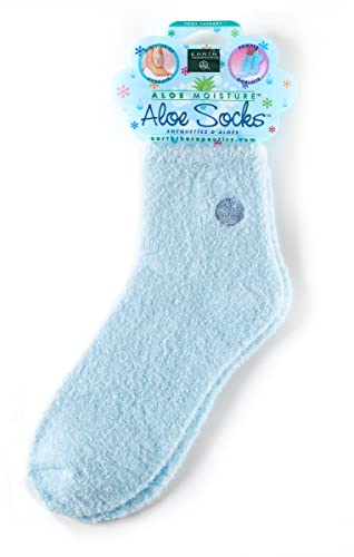 Earth Therapeutics Aloe Socks - Infused w/Natural Aloe Vera & Vitamin E - Helps Dry Feet, Cracked Heels, Calluses, Rough Skin, Dead Skin - Use w/Your Favorite Lotions - 1 Pair (Blue) 2 Pack