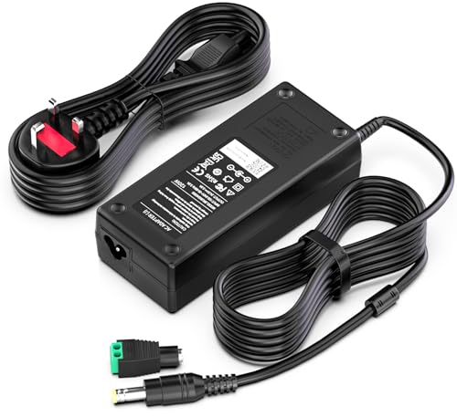 shefor 24V 5A 120W Power Supply Cable Adapter Compitable with Led Strips, LCD Monitors, LED Driver, Speakers, Router, CCTV Camera, CCTV Security System, UK plug, Wall Charger【5.5 * 2.5mm】