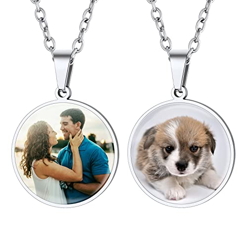 FindChic Dog Tags Personalized Necklace for Men with Silencer Custom Text Engraved/Print Photo Military US Army ID Tag/Saint Michael Guardian Pendant Stainless Steel Jewelry Gift, with Jewel