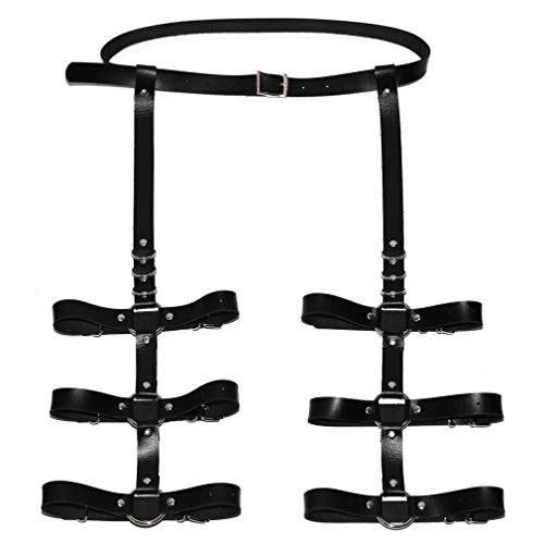 Harnais de jambe en cuir élastique ajustable porte-jarretelles gothique