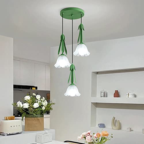 Luces colgantes E27 en forma de flor con cristal tallado para techos 7