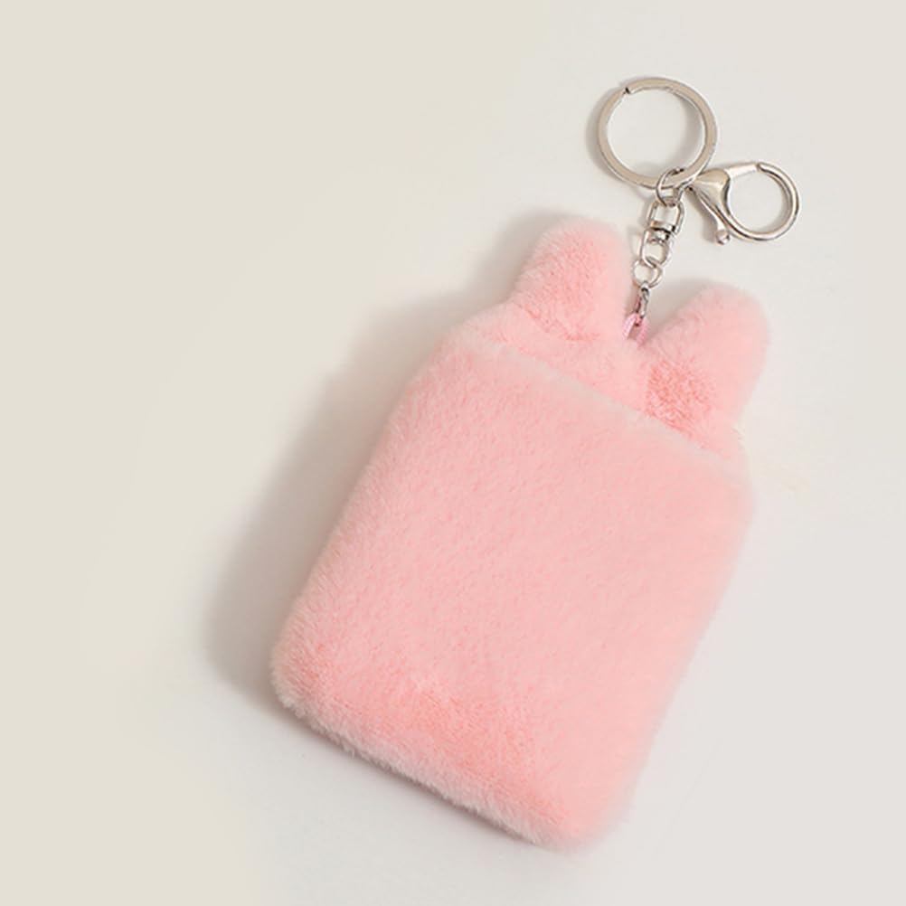 Animal Card Holder Keychain Plush Card Protector Sleeve Cute Rabbit Cat Dog Id Organizer for Game Cards Photos Coupons 5.90X3.74X0.78In