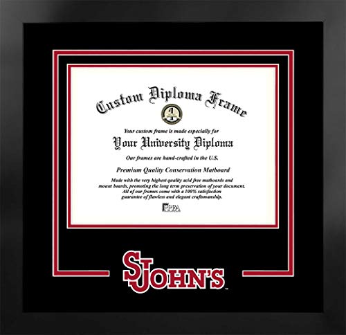 Campus Images NCAA St.Johns University Unisex Spirit Diploma Manhattan Black Frame with Bonus Lithograph, Black, One Size