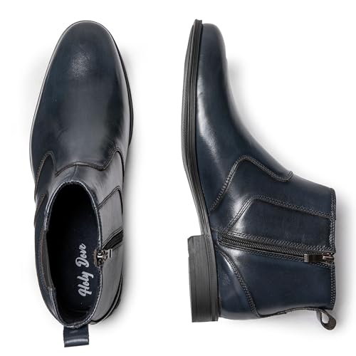 Image of Holy dove Chelsea Boots Men - Genuine Leather,Chelsea Boots for Men with Side Zipper, Casual Slip-On Ankle Boots, Chukka & Oxford Style Dress Boots