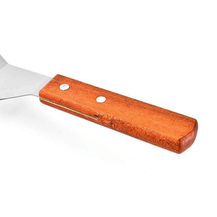 MaruHub Stainless Steel BBQ Griddle Spatula with Wooden Handle - Slotted Grill Turner & Meat Flipper Tool for Grilling, Cooking, Camping & Outdoor BBQ - Image 4 thumbnail