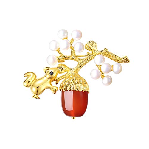 Broches pour femmes pomme de pin bijoux de fête corsage en perle et cornaline