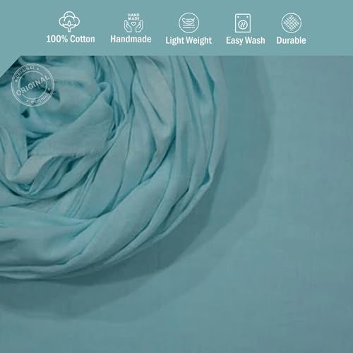 Image of Plain Mulmul Soft Cotton Fabric | Lightweight Breathable Mulmul Cloth | Super Quality Natural Cotton Fabric for Kurta, Dress, Dupatta, Lining & Craft Use (Sky Light, 2.5 Meters)