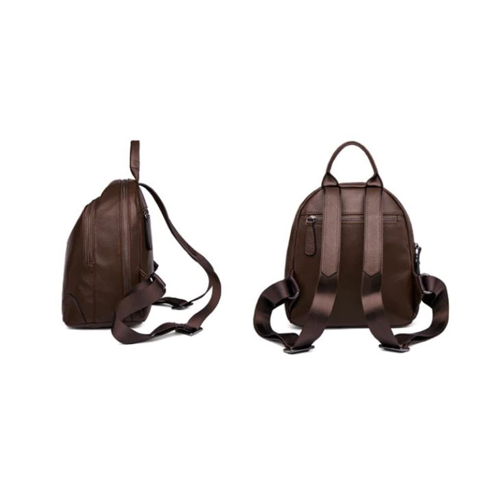 Mochila for Mujer Mochila for Mujer de Cuero Suave de Primera Capa de Alta Capacidad Que combina con Todo (Color : Brown)