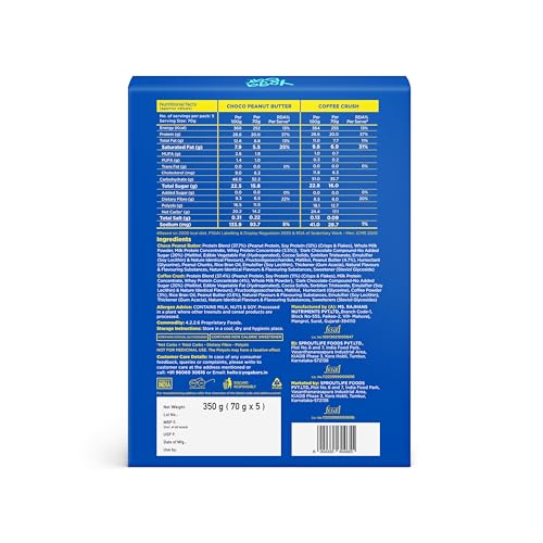 Image of Yogabar Power Up 20g Protein Bar (5 Bars, Variety Pack, No Added Sugar) | Zero Added Sugar Protein Bars | High Protein Blend - Whey Protein Concentrate, Peanuts & Soy