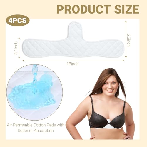 4 Pcs Cotton Bra Liners, Bra Liners to Absorb Sweat Under Breasts Reusable Under Breasts Sweats Absorb Pads2