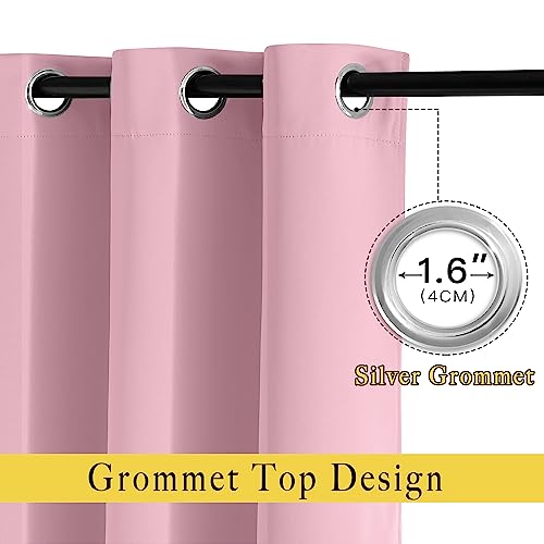 NICETOWN Privacy Room Divider Curtain Thermal Blackout Curtain for Patio Door, Living Room, Bedroom Partition and Shared Office Space, 1 Grommet Panel, Rouge Pink, 100 inch x 108 inch Long