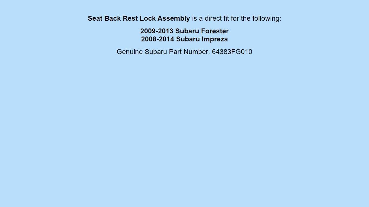 Genuine OEM 2008-2014 For Subaru Forester Impreza Rear Seat Back Rest Lock 64383FG010