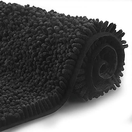 FCSDETAIL Tapis de Bain Antidérapant à Poils Longs en Microfibre Chenille 50X80 cm, Tapis de Sol Lavable en Machine avec Microfibre Chenille Douce Absorbant l'eau pour Bain, Douche et Salle de Bain