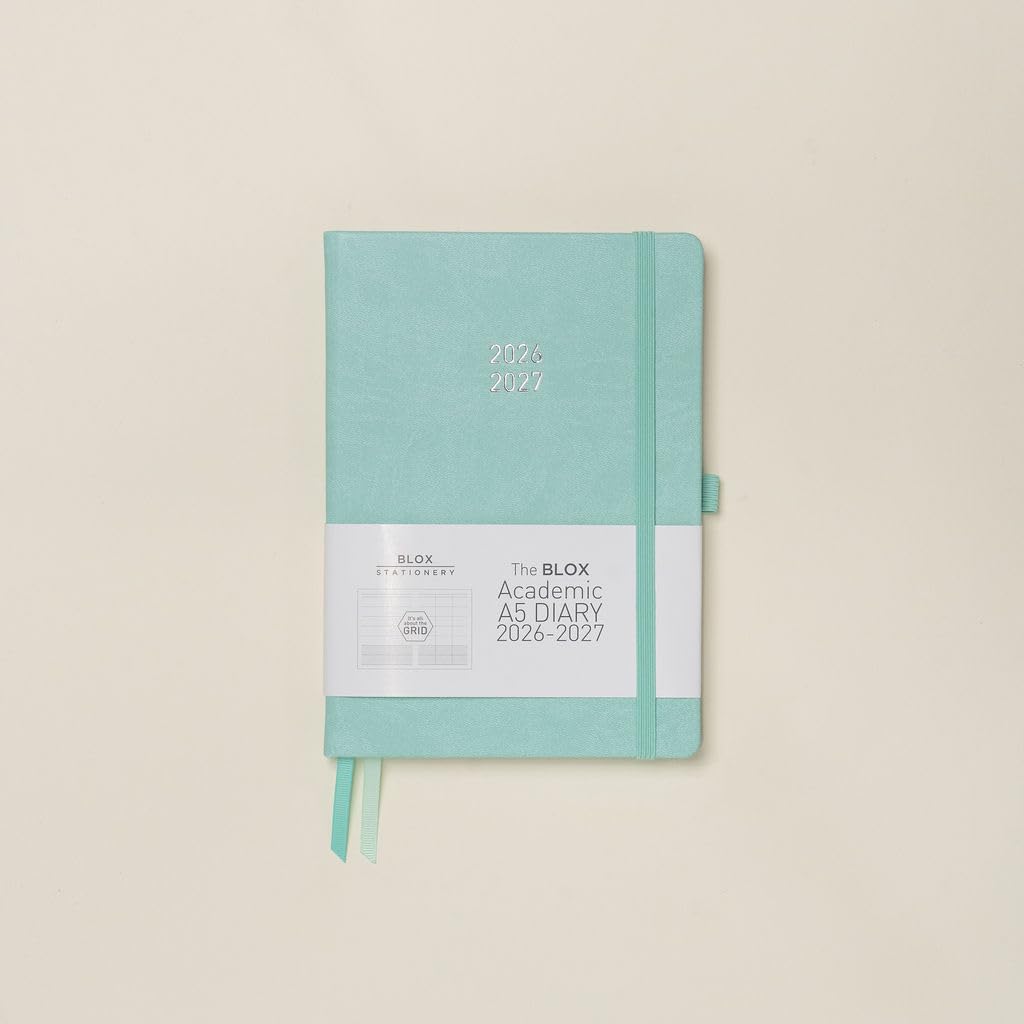 BLOX Academic A5 Diary 2026-27 (Sea Mist) - Academic Diary - Aug 2026 to Aug 2027 - Week-to-View with 3 Column Grid Layout - organise Your Busy Life - 2026/27 Diary