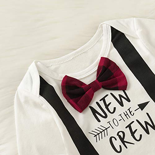 Tabpole Pasgeboren Baby Jongens Gentlement Suit Romper Rood Geruite Broek Hoed Kerst Outfits Set - Afbeelding 4