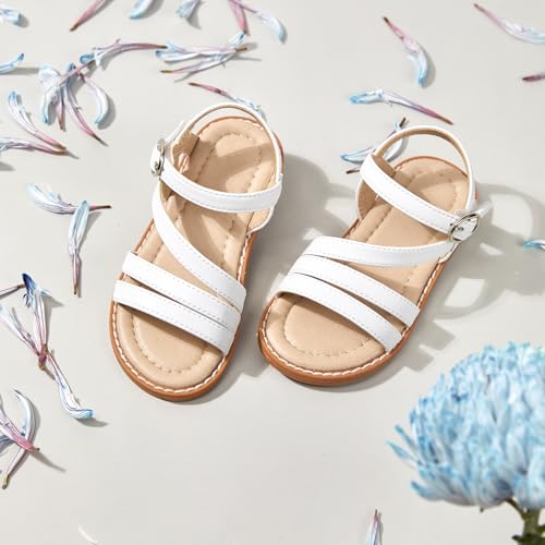Image of ESTINE Toddler /Little Kid Girls Dress Cross Strappy Open Toe Sandals Princess Flats Summer Flower Girl Shoes