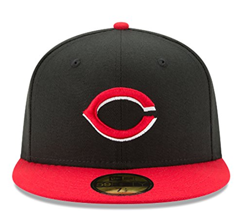 Casquette ajustée New Era 59FIFTY Cincinnati Reds visière plate rouge et noire