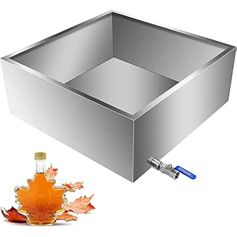 Maple Syrup Evaporator Pan Stainless Steel Maple Syrup Boiling Pan with Valve for Boiling Maple Syrup,24" D X 24.02" W X 9.5" H Cover