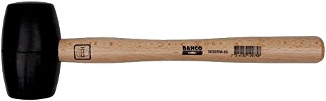 Bahco 3625RM-55 Rubber Mallet with Wooden Handle, Multi-Colour, 250 g 320 mm