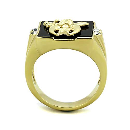 Men's Stainless Steel IP Gold Jet Black Shriner's Eastern Star Mason Ring3