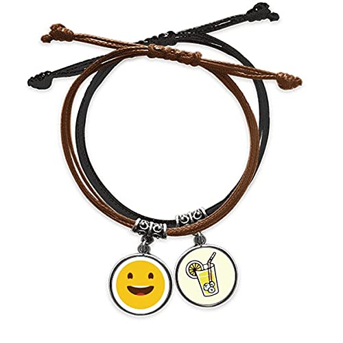 Bracelet amitié Smiley rire jaune en cuir le cadeau idéal pour messagerie