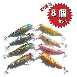 Amazon.co.jp: ASPALAND ジョイントルアー 3連結 8色セット 14cm 14g S