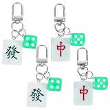 BESTOYARD 12Pcs Mahjong Tile Keychains Set Unique Chinese Style Mini Mahjong Key Rings Bag Hanging Pendants for Women Men Party Favors Car Accessories