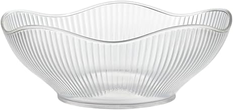 BUNTYCHIKU Fruit Storage Basket for Dining Table - Acrylic Transparent Ribbed Wavy Edge Serving Bowl for Salad, Fruits & Snacks, Multipurpose Heavy Fruit Baskets for Home Kitchen & Restaurant [ 1PCS ]
