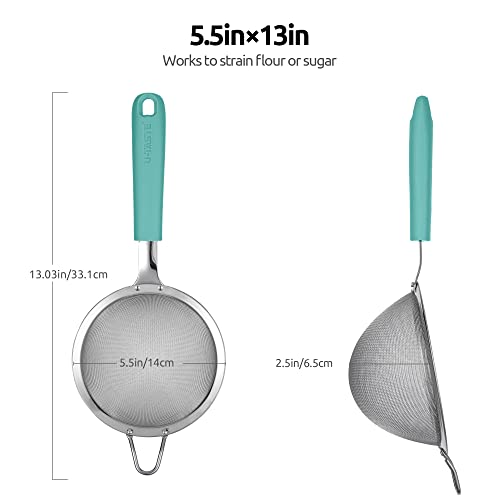18/8 Stainless Steel Mesh Sieve: U-Taste Kitchen Metal Fine Mesh Sieve Strainer with Riveted Sturdy Silicone Handle and 30 Mesh Hole for Straining Flour Tea - Image 2