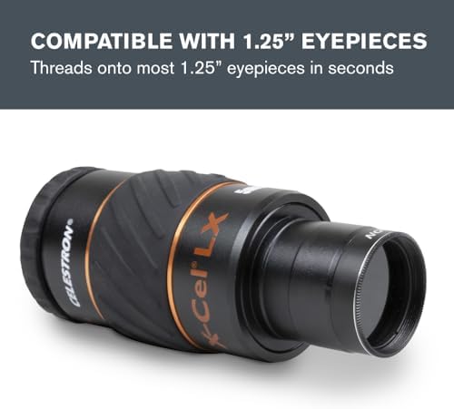 Celestron 94119-A 1.25 inch Moon Filter - Filtr księżycowy 1,25 cala odpowiedni do obserwacji Księżyca, bardzo jasnych planet lub obserwacji naziemnych nad piaskiem lub śniegiem, czarny