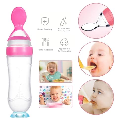 Image of Babybee Baby Fruit Feeder Pacifier (1 Pcs) with 1 PCS Silicone Food Dispensing Spoon 90ML and 1 pcs Fruit Teether 1pcs Finger Brush 1 pcs bib 1 pcs Steel Bottle 240 ML (Pink)
