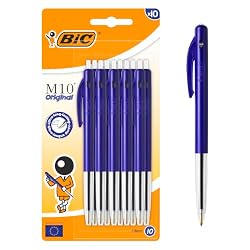 BIC M10 - Bolígrafos medianos (1 paquete con 10 unidades), color azul
