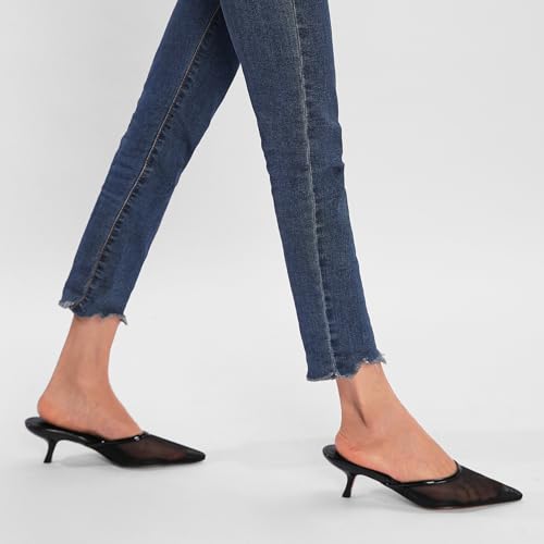 Women Kitten Heels Mules Closed Pointed Toe Slip on Backless Stiletto Slingback Heels Wedding Dress Pumps Shoes