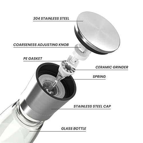 Vevok Chef Salt And Pepper Grinder Set Adjustable Coarseness Ceramic Pepper Mill Salt Crusher With Silicone Tray Salt And Pepper Shaker Spice Grinder Kitchen Chef Gift #TOP3