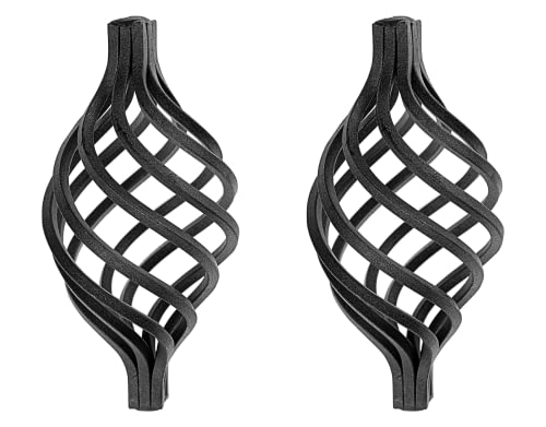 Gal Industrial 2 cestas decorativas de pinza, 130 x 65 mm, con barra cuadrada de 12 mm, de hierro forjado, para vallas, barandillas