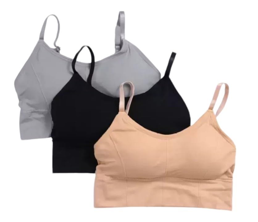 Women's Cotton Wire-Free Full Coverage Lightly Padded Sports Bra - Comfortable & Supportive Everyday Wear - Pack of 3 (Size- 30, Multicolor 1)-image-34