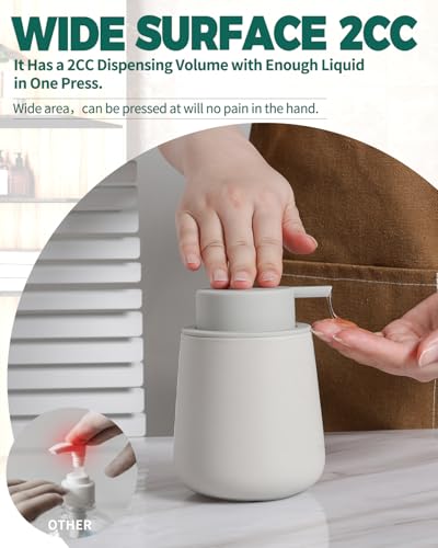 Image of Bosilunlife Soap Dispenser Bathroom - Grey Ceramic Soap Dispenser Lotion Hand Pump Dish Soap Bottle for Kitchen 12oz Refillable Liquid Hand Wash Dispenser for Bathroom