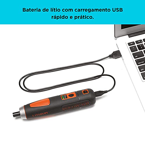 Black Decker Parafusadeira a Bateria Íon Lítio 4V, com Torque Potênte, Modelo ‎BD40K4, Bivolt